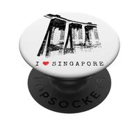Singapour Marina Bay Skyline Vintage Asie I Love Singapore PopSockets PopGrip Adhésif
