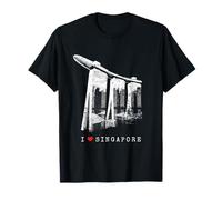Singapour Marina Bay Skyline Vintage Asie I Love Singapore T-Shirt