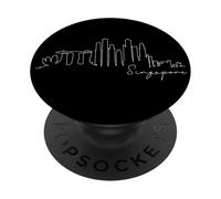 Singapour Skyline Silhouette Asie Fan Amour I Love Singapore PopSockets PopGrip Adhésif