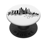 Singapour Skyline Silhouette Asie Fan Amour I Love Singapore PopSockets PopGrip Adhésif