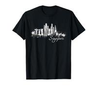 Singapour Skyline Silhouette Asie Fan Amour I Love Singapore T-Shirt