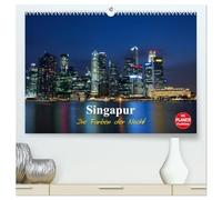 Singapur - Die Farben der Nacht (hochwertiger Premium Wandkalender 2026 DIN A2 quer), Kunstdruck in Hochglanz: Photoimpressionen von Singapur bei Nacht