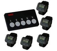 SINGCALL Système d’Appel Pager System, 5 Récepteur de Montre et 1 Bouton d'appel pour Hôtels, Bars, Café