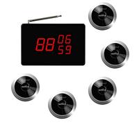 SINGCALL Système D'appel de Service Sonnette de Service Bipeur pour Restaurants/Hôtels/Café/Bar 1 Ecran Récepteur 5 Sonnette D'appel sans Fil