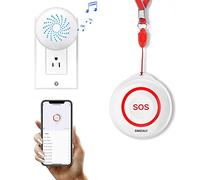 SINGCALL Tuya WiFi Smart Bouton d'urgence SOS, Système d'Alarme Téléavertisseur pour Aidants, Alarme Personnelle pour Personnes Agées/Enfants/Patients 1 Récepteur et 1 Bouton, WiFi 2.4Ghz Uniquement