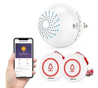 SINGCALL Tuya Wifi Système d'appel d'alarme(mise à niveau de l'équipement),système d'alarme panique pour personnes âgées/patients/handicapés,alarme d'appel longue portée,1 récepteur+ 2 boutons d'appel