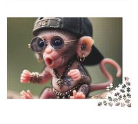 Singe 1000 Pièces Hip Hop Singe Puzzle Adulte Papier Recy nti-Stress Difficile pour Experts Livraison Rapide avec Affiche Guide 52x38cm/1000pcs