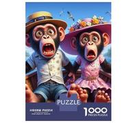 Singe 1000 Pièces Papier Résistant Cartoon singes with Surprised Expressions Puzzle Adultes Puzzle Portable Soirée Jeux en Famille Stimulant Et Amusant Facile Ranger 70x50cm/1000pcs