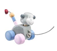 Selecta 64025 La danse du singe, jouet à tirer sur roulettes, en bois, 11 cm