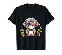 Singe avec lunettes de soleil drapeau américain T-shirt USA 4 juillet T-Shirt