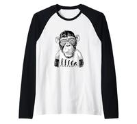 Singe avec Lunettes et théorie Amusante de l'évolution contraire Manche Raglan