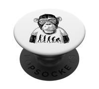 Singe avec Lunettes et théorie Amusante de l'évolution contraire PopSockets PopGrip Adhésif