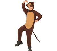Singe Aventure Carnaval Costume Enfants Animal Monkey Capuche Jumpsuit Fun Déguisement Carnaval Mardi Gras Fête Figure animale Mascarade Jungle Safari mignon, Taille : 98/104 Couleur : Marron