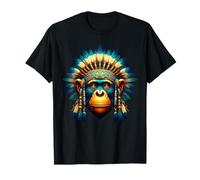Singe bonobo indien indigène plumes indiennes T-Shirt