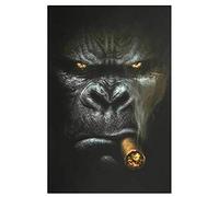 Singe Cigare fumer Portrait close up Peinture Affiches Et Gravures Drôles Animaux Photos Sur Mur Art Décoration 50x70cm Sans cadre