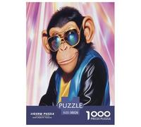 Singe Cool Puzzle 1000 Pièces Animauxs pour Adultes Jeu De Défi Familial Décoration Intérieure Jeux Éducatifs Cadeaux d'anniversaire pour Noël Tueur Ennuyeux 38x26cm/1000pcs