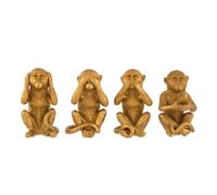 SINGE de la SAGESSE et Mobile Texto Statue Set de 4 Décoration Amusante Couleur Dorée