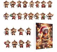 Singe de Noël 2024 - Vacances de Noël 2024 | Ensemble de singes de Noël 2D | Ensemble de singe amusant de collection 24 jours de Noël