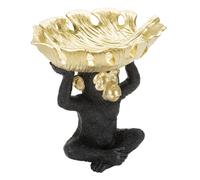 Mauro Ferretti figure décorative singe avec bol de feuilles 25,2x21x24 cm noir or