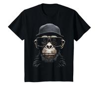 Singe Dessin Art Humain Animal Polygone Graphique Singe T-Shirt, Enfant, Noir, 8 Ans