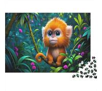 Singe d'or Puzzle 1000 Pieces Cadeau Unique Tropical Rain Forest Jeu Éducatif Challenge Toy À De Qualité Supérieure Peinture Art pour Adultes Et Enfants À Partir De 14 Ans 1000pcs (75x50cm)