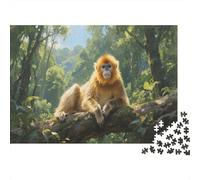 Singe d'orPuzzles 300 Pieces Cadeau Unique Jeu Éducatif Challenge Toy À De Qualité Supérieure Peinture Art pour Adultes Enfants 300pcs (40x28cm)