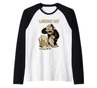 Singe drôle jour de lessive gorille rétro panier linge sale Manche Raglan