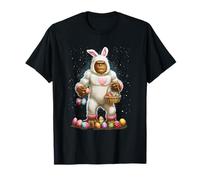 Singe en costume de lapin portant un panier à œufs amusant pour le jour de Pâques T-Shirt