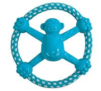 Singe en TPR avec corde Nobby Pet Bleu Ø 19 cm