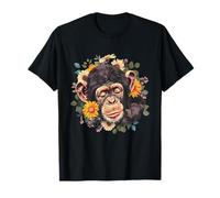 Singe endormi Portrait Floral Dessin Singe Mignon Dormir T-Shirt