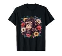 Singe endormi portrait floral mignon singe endormi dessin T-Shirt