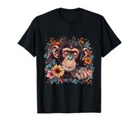 Singe endormi portrait floral mignon singe endormi dessin T-Shirt