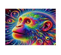Singe Espace Couleur 1000pcs Mini Puzzle pour Famille Difficile | 52x38cm Carton Décor Salon Structure Durable Cadeau Anniversaire Soulagement Anxiété
