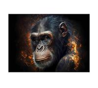 Singe Feu Portrait 1000 Pièces Mini Puzzle pour Adultes Jeu De Défi | 52x38cm Carton Amateurs De Puzzles Entraînement Cérébral Puzzle Fait Main Cadeau De Réunion Décor Salon