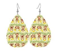 Singe Feuille De Noix De Coco Banane Boucles D'oreilles pour Femmes Filles En Cuir Léger Bijoux Boucles D'oreilles En Forme De Larme