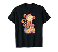Singe Floral coloré Animal de la Jungle T-Shirt