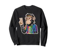 Singe hippie avec bandeau et signe de paix tie and dye Sweatshirt