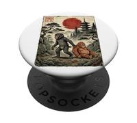 Singe Japonais Tire Gorilla Toy Vintage Ukiyo-e Art PopSockets PopGrip Adhésif