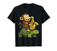 Singe Joue Un Saxophone sur Une Tortue T-Shirt