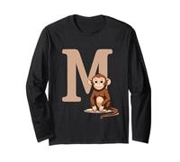 Singe Lettre M Design Alphabet Animal Manche Longue