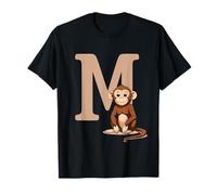 Singe Lettre M Design Alphabet Animal T-Shirt