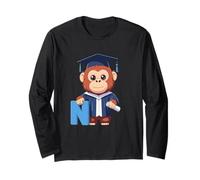 Singe Lettre N Alphabet avec Toque Manche Longue