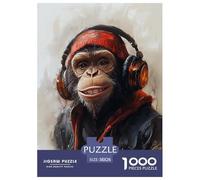 Singe Mignon Adultes Puzzles Animaux 1000 Pièces Jeu De Défi Familial Jeux Éducatifs Décoration Intérieure Cadeaux d'anniversaire pour Noël Tueur Ennuyeux 38x26cm/1000pcs