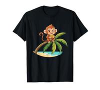 Singe Mignon en Noix de Coco sur Palmier Plage Tropicale T-Shirt