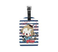 Singe Mignon Pirate Plaid Etiquettes à Bagages de Valises Voyage en Cuir Etiquette Nom Adresse ID Tags Drôle pour Les Garçons Filles(3PACK)
