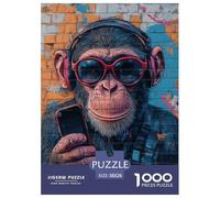 Singe Mignon pour Adultes Puzzles 1000 Pièces Animaux Décoration Jeu De Défi Familial Jeux Éducatifs Cadeaux d'anniversaire pour Noël Tueur Ennuyeux 38x26cm/1000pcs