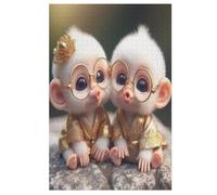 Singe Mignon Puzzle en Bois Enfant 1000 Pièces - Jeu EduChatif Motricité Fine Et Concentration - Puzzles pour Adultes 78×53cm