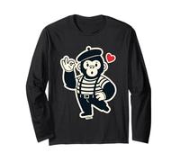 Singe Mime Mignon Cœur Cartoon Manche Longue