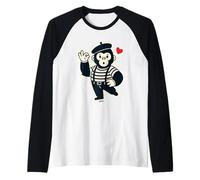Singe Mime Mignon Cœur Cartoon Manche Raglan