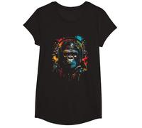 Singe Monkey DJ Casque & Lunettes de Soleil Fête Gorille Mus T-Shirt, Fille, Noir, M